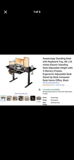 Standing Desk with Keyboard Tray, 48 x 24 Inches