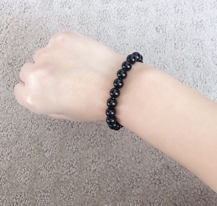 Natural Black Crystal Beads Charm Bracelet
