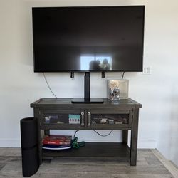 Rustic Gray TV Stand / Media Console (45”) - Metal Mesh Doors