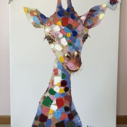 Brand New Canvas Wall Art Jiraffe Size 30” W X 40 “ H 
