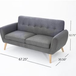 67.25" Upholstered Grey Loveseat/ sofa/ couch