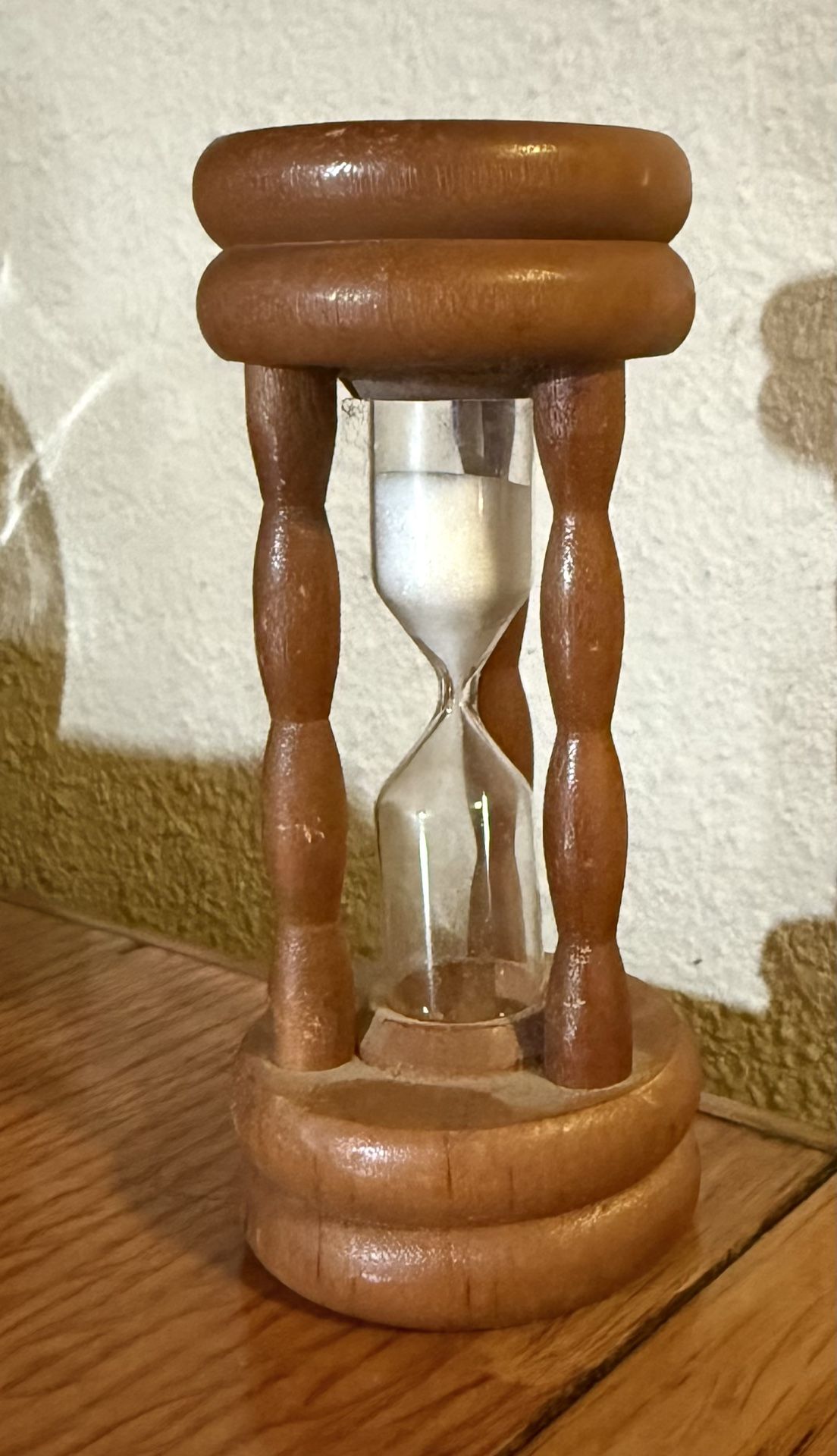 Vintage Wooden Hourglass Glass 3 Minute Egg Kitchen Timer White Sand 4" Works