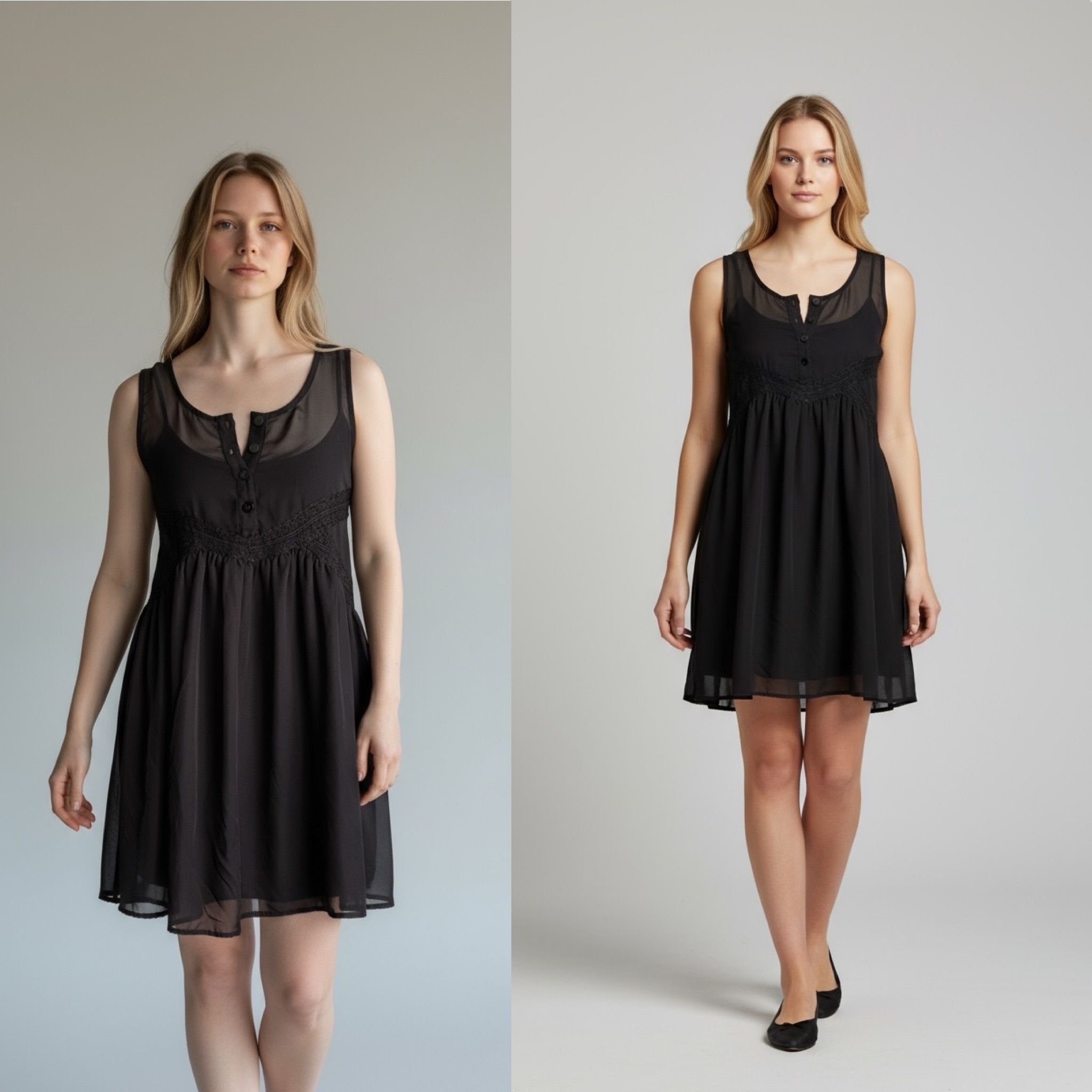 Express Women’s Black Lace Babydoll Mini Lined Dress – Size XS