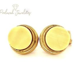 14k Round Stone Omega Clip Earrings