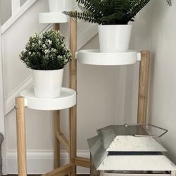 Plant Stand Bamboo / White