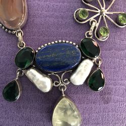 Handcrafted Necklace with Multiple Natural Stones 