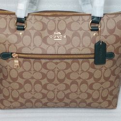 COACH designer handbag. Brown Green. Brand new with tags Women's purse 