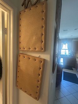 Burlap Bulletin Boards with Nailhead Trim – Set of 2