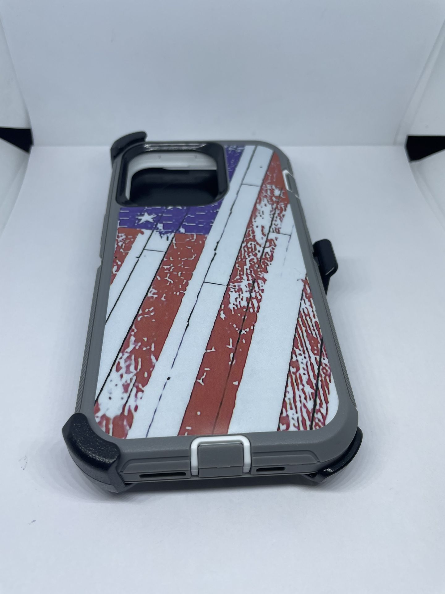 For iPhone 13 Pro USA Flag Camouflage Case With Belt Clíp