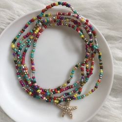 Beautiful fun boho colorful bead starfish anklet