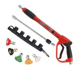Pressure Washer Gun, with Replacement Wand Extension, 5 Nozzle Tips,