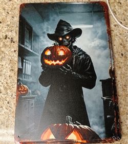Halloween Skeleton Metal Tin Sign