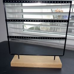 Earring Holder Display With Wood Base 