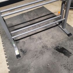 Dumbell Rack holds up to 450lbs
Base  is 19" Deep x 34.5" Wide. Below Retail Price