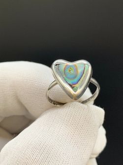 HEART INLAY SILVER RING #34445