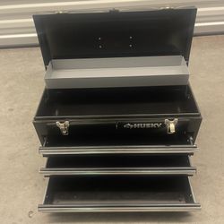 Husky 20-inch 3-Drawer Metal Portable Tool Box with Tray.