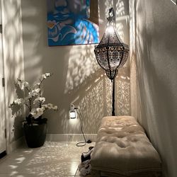 Moroccan Turkish tall bronze floor lamp