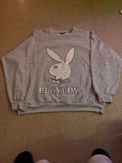 Playboy oversized gray crewneck sweatshirt Y2K comfy streetwear