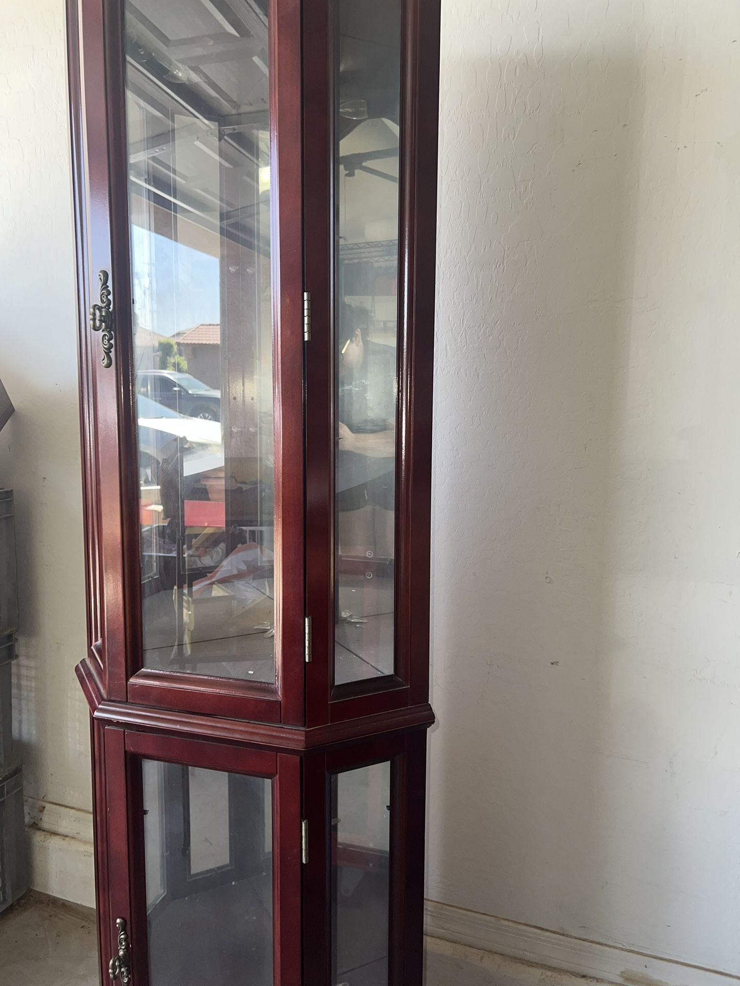 Vintage Cherry Wood China Cabinet 