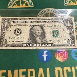 2013 (B) Series One Dollar Duplicate Rare Wash DC Star Note