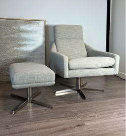 West Elm Austin Swivel Armchair & Ottoman Like-New FREE DELIVERY