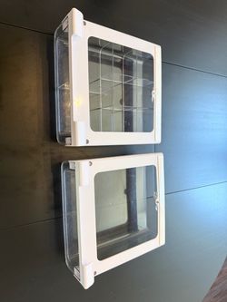Pair of Clear Clip-On Desk or Shelf Storage Bins