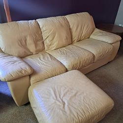 Leather Couch Chair And Ottoman 