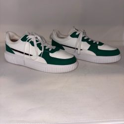 Sport Fashion White/Green Low Top Sneakers - US 11.5