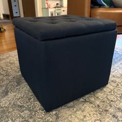 Blue Storage Ottoman 
