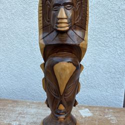 Large 20” Hand Carved Wooden African Men And Women 
