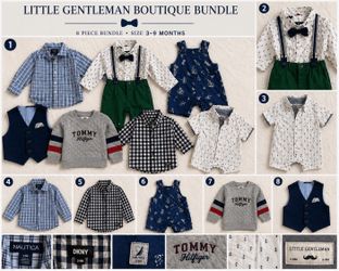 Little Gentleman Boutique Bundle 8pc Baby Boy Lot Tommy Hilfiger Nautica 6-9M