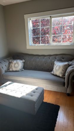Gray Tufted Velvet Sofa