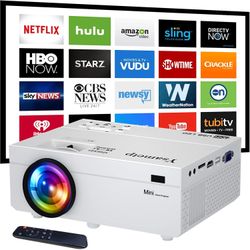 Mini Projector, 1080P Full HD Supported 180” Screen Video Projector, 11000Lux Home Theater Movie Projector Compatible with TV Stick HDMI VGA USB AV PC