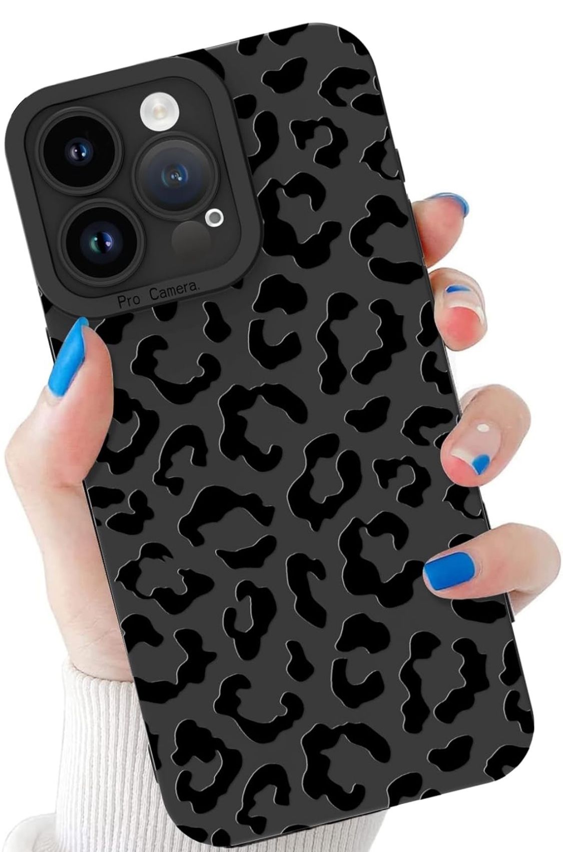 New iPhone 15 Pro Case Black Leopard W/stand