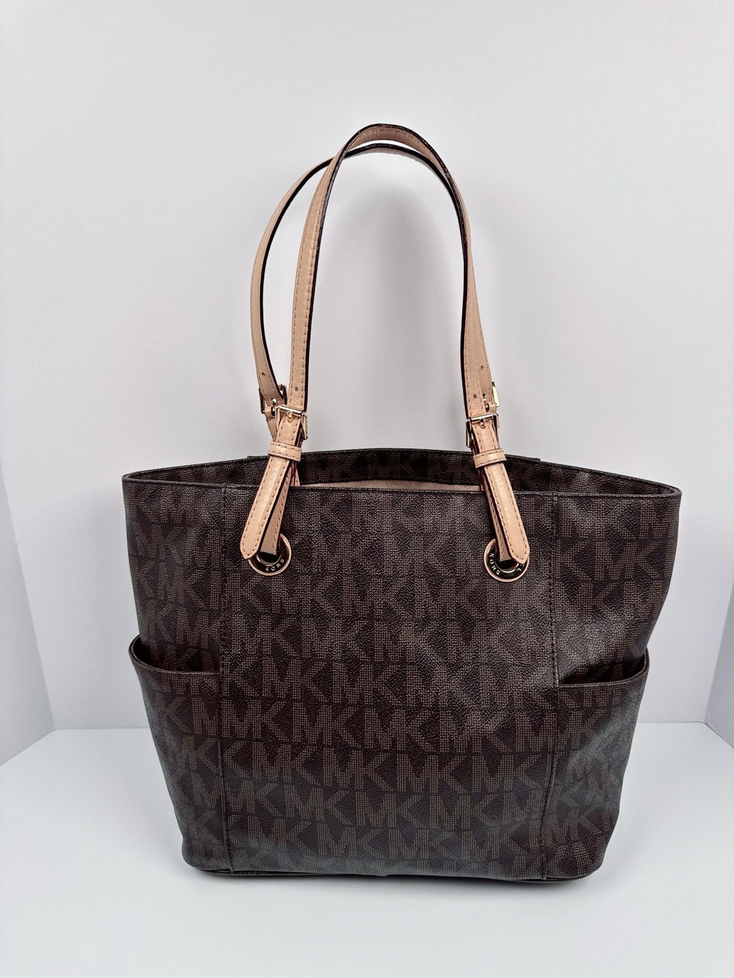 Michael Kors Charlotte Top Zip Tote Signature Shoulder Bag /Brown