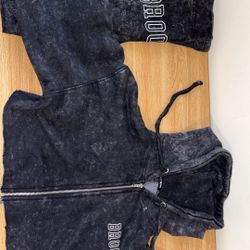 Black Acid Wash Brooklyn Sweatsuit 