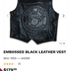 Black Genuine Leather Marine Vest