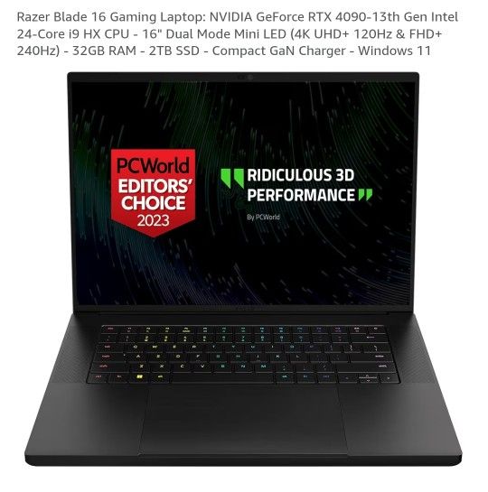 Razer Blade 16 Gaming Laptop: 4k OLED NVIDIA GeForce RTX 4090