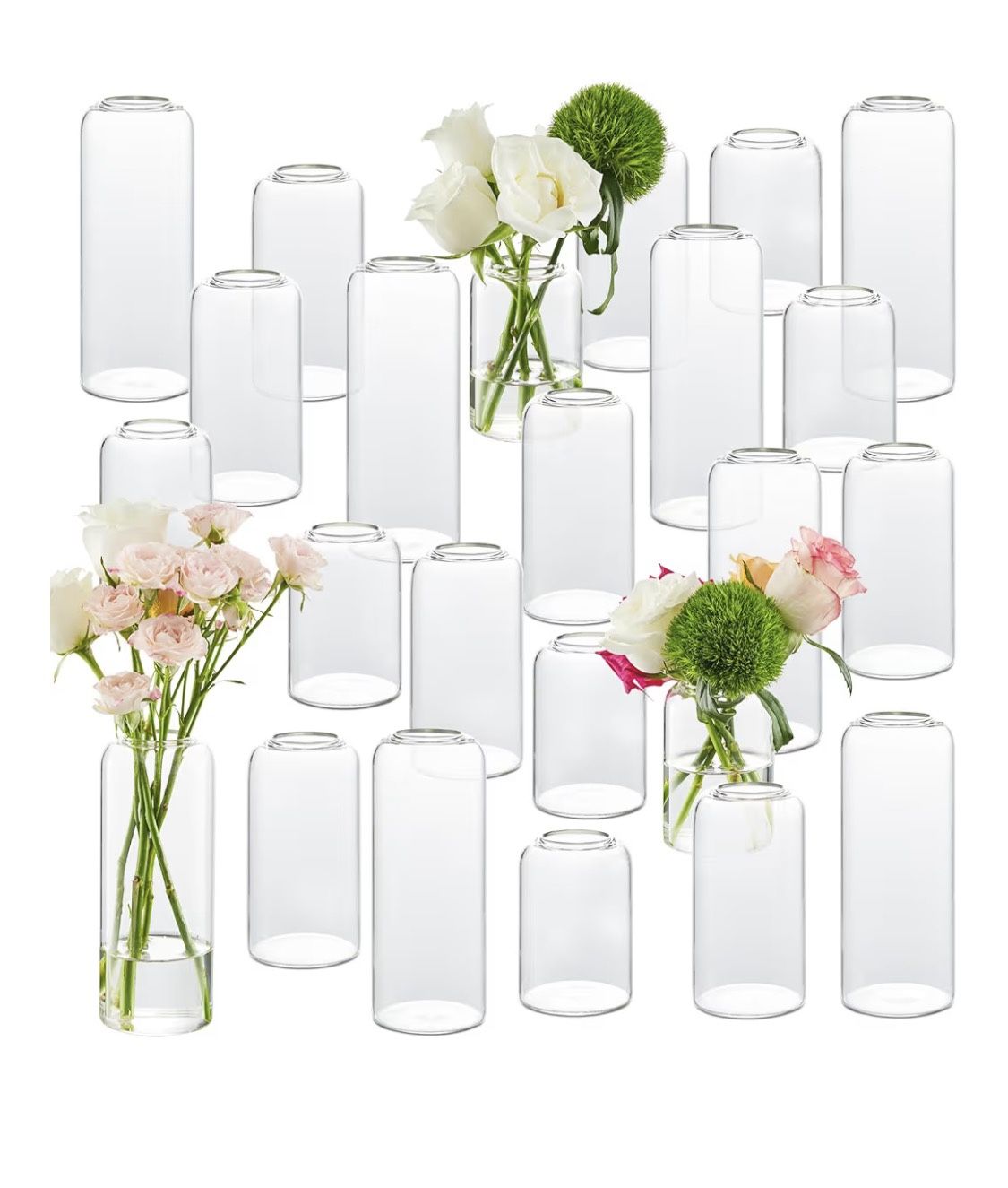 Glass Bud Vases Set of 24, Clear Flower Vase for Centerpieces, Small Vases for Flowers, Decor Centerpiece for Bathroom, Decorative Vases for House War