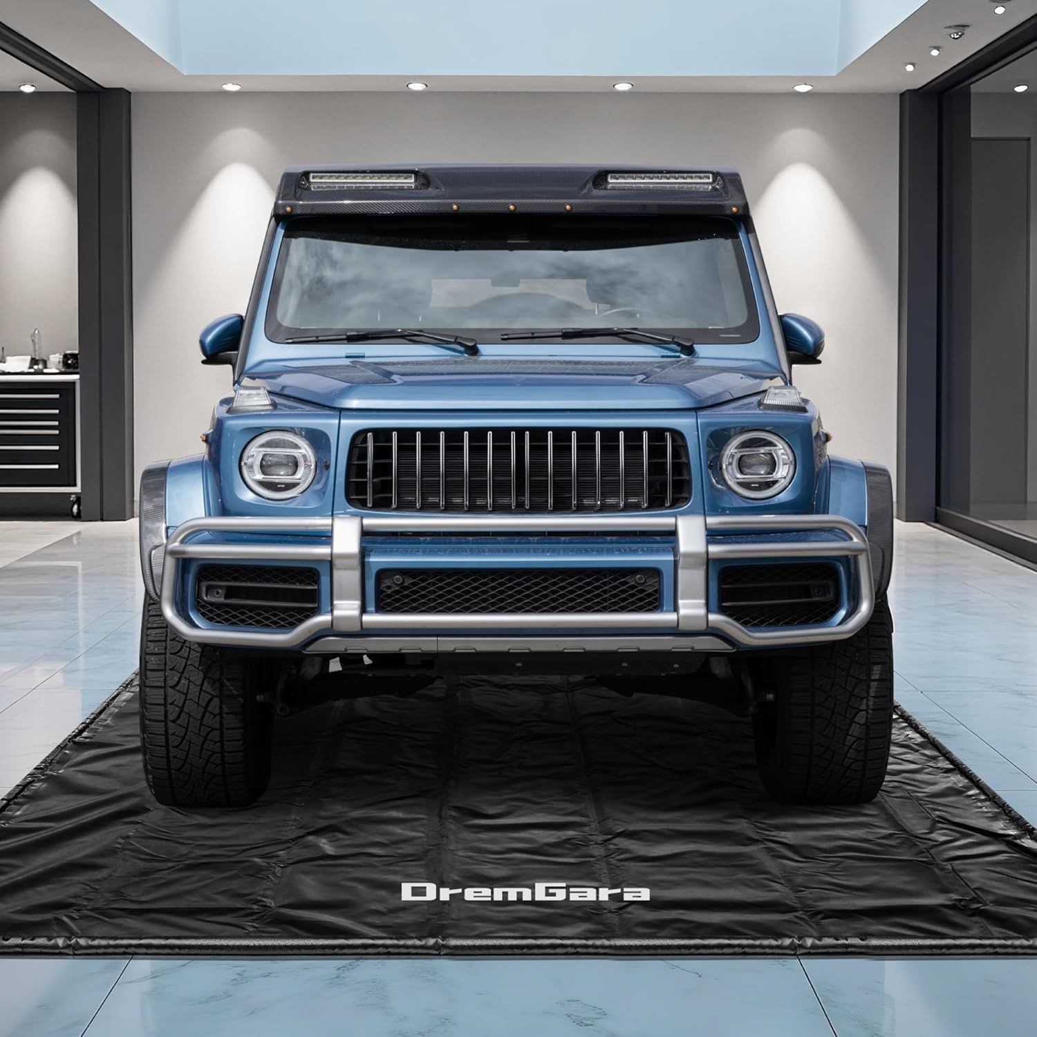 Easy to Clean 7'9"x16' Heavy-Duty PVC Garage Floor Mat with Waterproof Containment Protection for Cars SUVs Trucks Parking Garages Non-Slip Durable Co