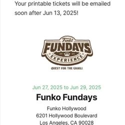 Funko Fundays Tickets x2 Sunday 