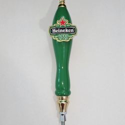 Heineken Beer Tap Handle Knob Keg Bar Brewing Top Draft Wood Metal Green Vintage