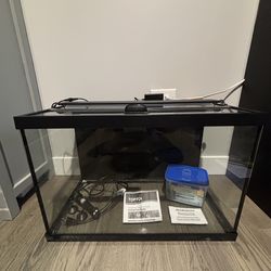 20g tall aquarium with lid, light, heater and water test kit