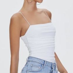 White Ruched Bodysuit