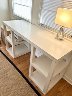 White Desk / Console With Shelves