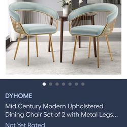 4 New Mid Century Modern Upholstered Dining Chair Set of 4 with Metal Legs...