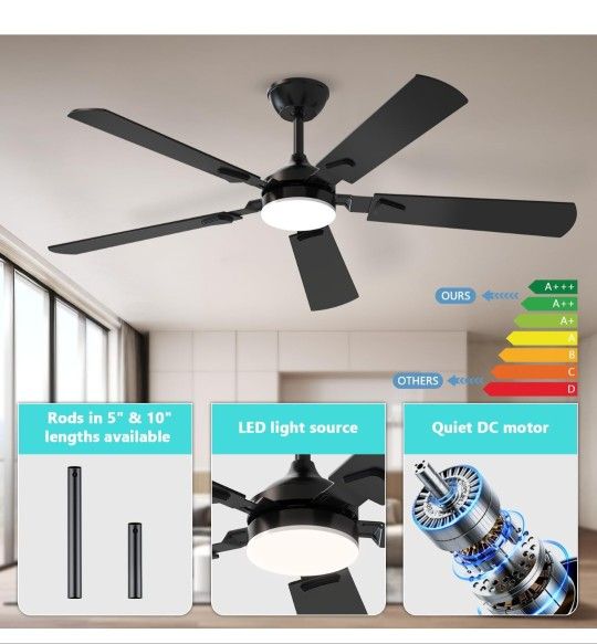 52 Inch Modern Ceiling Fans with Lights