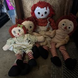 Annabelle, I Mean,Vintage  Raggedy Ann And Andy No clothes Dolls 
