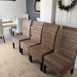 Set of 4 Woven Rattan Dining Chairs – Stylish & Sturdy