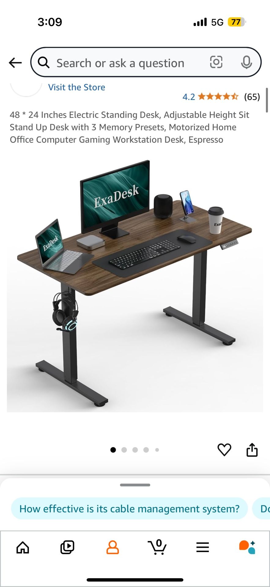 Standing Desk Electric Adjustable Espresso Color